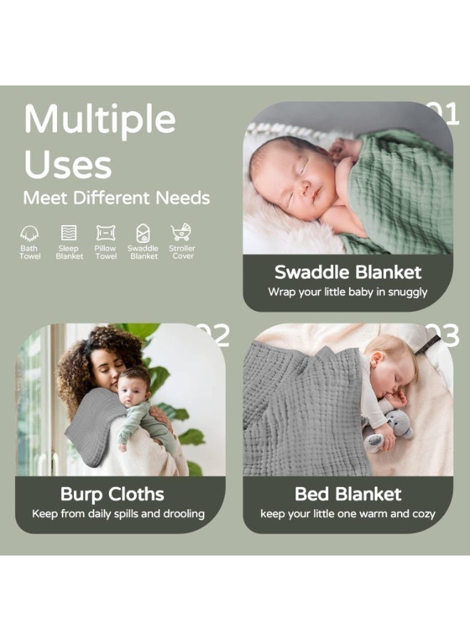 2 Pack Hooded Baby Bath Towels, 100% Muslin Cotton Soft Absorbent Newborn Towels, 32x32Inch Large Hooded Towel for Infant Toddler Kids - Image 5